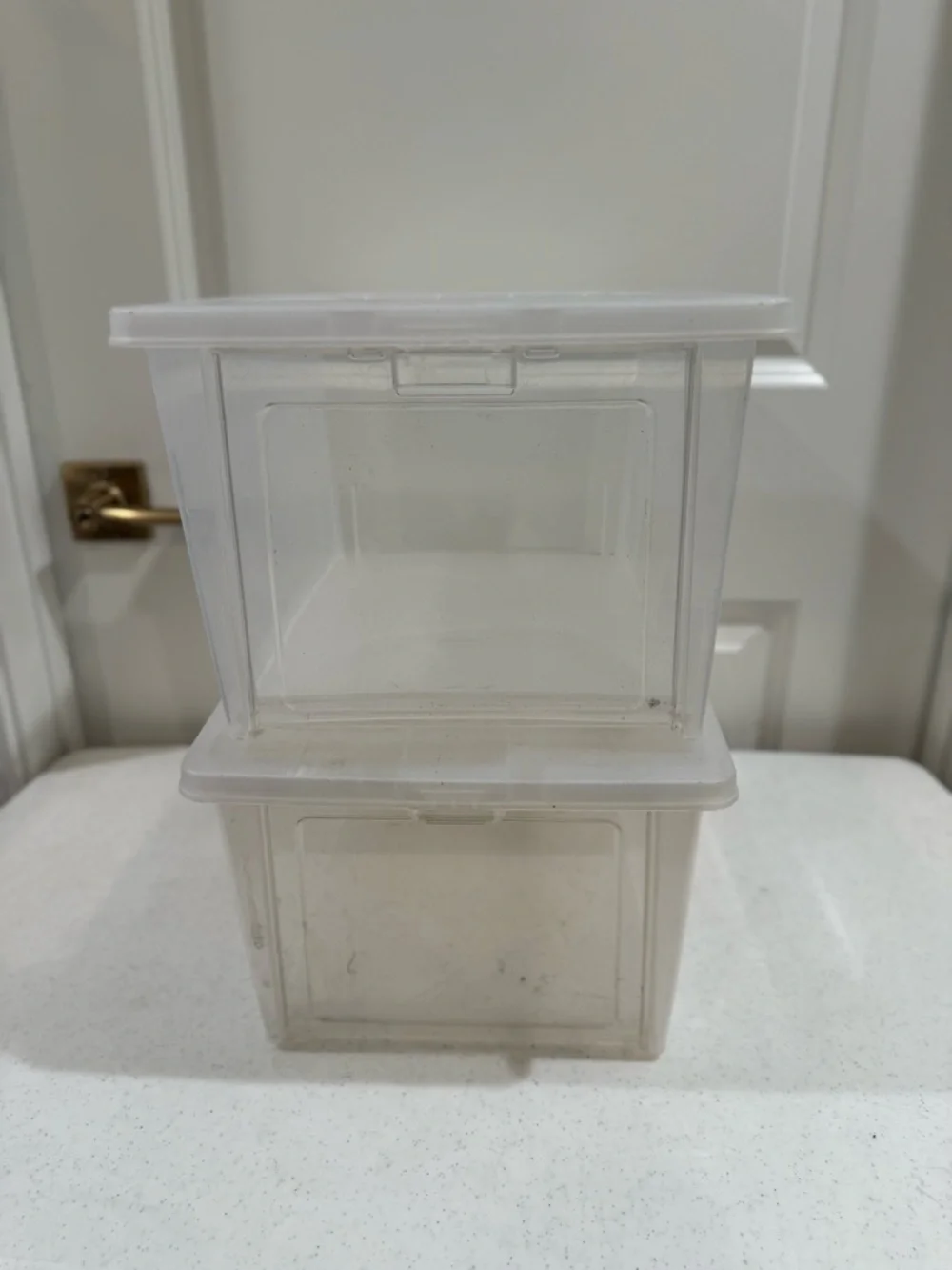 Rubbermaid Flip Front Clear Stackable Storage Bins - Set of 2 ~ Used 2X